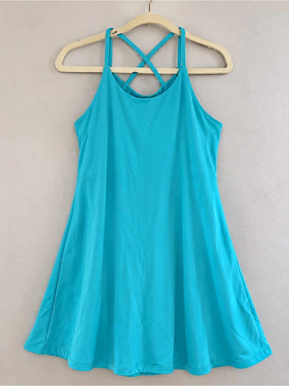 HALARA Turquoise Cross-Strap Mini Dress